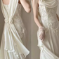 Chic A Line Chiffon Lace White Wedding Dresses C1474