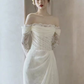 Chic Sheath Off The Shoulder Long Sleeves Lace White Wedding Dresses C1475