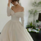 Simple Ball Gown Off The Shoulder Long Sleeves White Wedding Dresses C1476