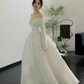 Simple Ball Gown Off The Shoulder Long Sleeves White Wedding Dresses C1476