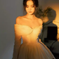 Simple Ball Gown Off The Shoulder Long Sleeves White Wedding Dresses C1476