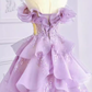 Fairy Ball Gown Off The Shoulder Lace Lilac Long Prom Dress C1478