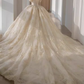 Luxury Ball Gown Off The Shoulder Short Sleeves Lace Wedding Dresses C147