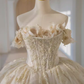 Luxury Ball Gown Off The Shoulder Short Sleeves Lace Wedding Dresses C147