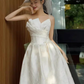 Chic A Line Strapless Sleeveless Lace White Wedding Dresses C1481