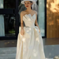 Chic A Line Strapless Sleeveless Lace White Wedding Dresses C1481