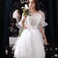 Cute A line Square Neckline Tulle Short Homecoming Dress White Hoco Dresses C1483