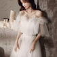 Princess A Line Off The Shoulder Tulle White Long Wedding Dresses C1484