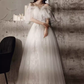 Princess A Line Off The Shoulder Tulle White Long Wedding Dresses C1484