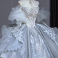 Chic Ball Gown Off The Shoulder Short Sleeves Lace Wedding Dresses C148