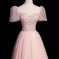 Pretty A Line Sweetheart Tulle Pink Beads Long Prom Dresses C1492