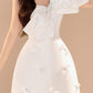 A-line Strapless Short Cocktail Dress With Bow White Homecoming Dress C1497