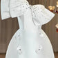 A-line Strapless Short Cocktail Dress With Bow White Homecoming Dress C1497