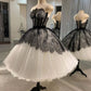 Strapless Short Ball Gown Black And White Homecoming Dress C1500