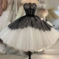 Strapless Short Ball Gown Black And White Homecoming Dress C1500