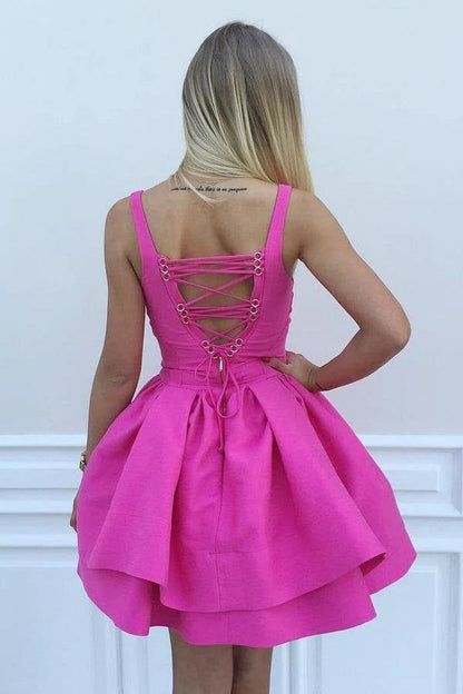 Wholesale Ball Gown Homecoming Dress Scoop Eyelet Lace up Short Cocktail Dress C1504