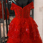 Tulle Sequin A-Line Homecoming dress with Sheer Corset Bodice and Ruffle Skirt C1505