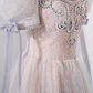 Pretty A Line Scoop Short Puffy Sleeves Pink Tulle Beads Long Prom Dresses C1508