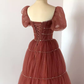 Pretty A Line Square Neckline Tulle Burgundy Beads Long Prom Dresses C1511