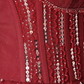 Pretty A Line Square Neckline Tulle Burgundy Beads Long Prom Dresses C1513