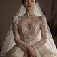 Luxury Ball Gown Scoop Neckline Long Sleeves Sequin Wedding Dress C151