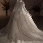 Luxury Ball Gown Scoop Neckline Long Sleeves Sequin Wedding Dress C151