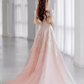 Fairytale A line Off The Shoulder Pink Sequin Long Evening Dress Prom Dresses C1550