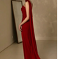 Pretty Sheath Scoop Neckline Satin Burgundy Long Prom Dresses With Ribbon C1596