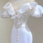 Sexy Mermaid V Neckline White Long Wedding Dresses With Pearls C1602