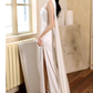 Pretty Sheath Scoop Neckline Satin White Slit Long Prom Dresses With Ribbon C1604