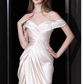 Sexy Sheath Off The Shoulder Short Sleeves White Satin Long Wedding Dresses C1608