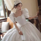 Vintage Ball Gown Square Neckline White Lace Wedding Dress C160