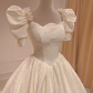 Vintage Ball Gown Square Neckline White Lace Wedding Dress C160