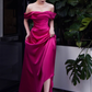 Sexy Mermaid Off The Shoulder Hot Pink Long Prom Dresses Satin Birthday Outfits C1623