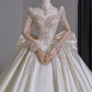 Vintage Ball Gown Square Neckline White Satin Wedding Dress C162