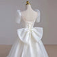 Classy Ball Gown Short Sleeves Floor Length Wedding Dresses With Bow C1635