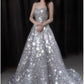 Sexy Ball Gown Off The Shoulder Silver Sequin Long Prom Dresses C1640