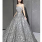 Sexy Ball Gown Off The Shoulder Silver Sequin Long Prom Dresses C1640