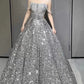 Sexy Ball Gown Off The Shoulder Silver Sequin Long Prom Dresses C1640