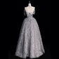 Elegant Ball Gown Strapless Gray Sequin Long Prom Dress C1640