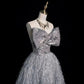 Elegant Ball Gown Strapless Gray Sequin Long Prom Dress C1640