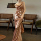 Elegant Sheath Backless Gold Sequin Long Prom Dresses C1642