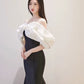 Modest Mermaid Off The Shoulder Satin Black Prom Dress Long Evening Dresses C1646