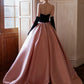 Modest Ball Gown Strapless Pink Prom Dress With Bow Long Evening Dresses C1652