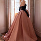 Modest Ball Gown Strapless Pink Prom Dress With Bow Long Evening Dresses C1652