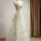 Modest A Line Sweetheart Flowers Sequin Prom Dress Long Evening Dresses C1654