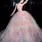 Cute Ball Gown Strapless Neckline Tulle Pink Flowers Wedding Dress C165