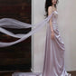 Elegant Sheath Off The Shoulder Lilac Silk Satin Long Prom Dresses C1661