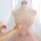 Cute Ball Gown Strapless Neckline Tulle Pink Flowers Wedding Dress C166