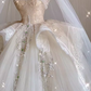 Vintage Ball Gown Strapless Tulle White Wedding Dresses C168